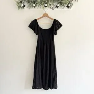 Anthropologie | Dresses | Anthropologie Hd In Paris Black Lace Midi Dress  Smocked New Small Je | Poshmark